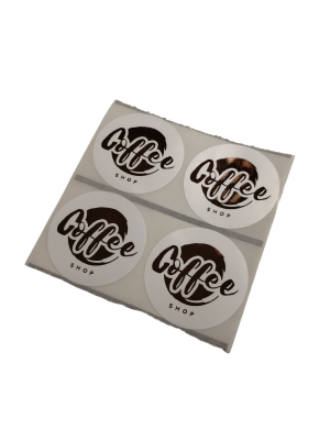 Adesivo BOPP Branco Redondo 4,8cm BOPP 4,8x4,8cm 1x0 Hot Stamping Dourado, Prata ou Rosé Corte Redondo 