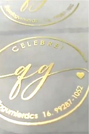Adesivo BOPP Transparente Redondo 4,8cm BOPP 4,8x4,8cm 1x0 Hot Stamping Dourado, Prata ou Rosé Corte Redondo 