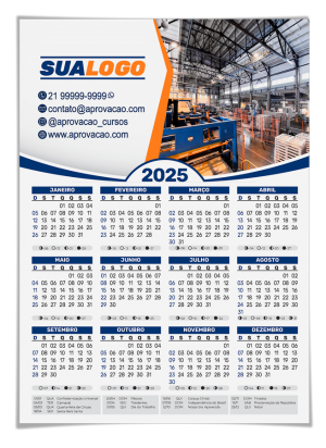 Calendário de Parede 2025 Duplex 300g 23x30cm    