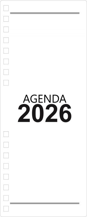 Miolo de Agenda Diária Comercial 2026 Off Set 75g 10,5x26cm   Corte Reto 