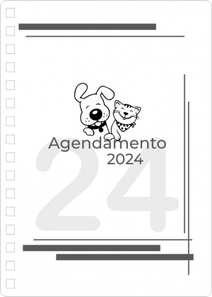 Miolo de Agenda Diária do Pet Shop 2024 Off Set 75g 14,8x21cm 4x4  Corte Reto 