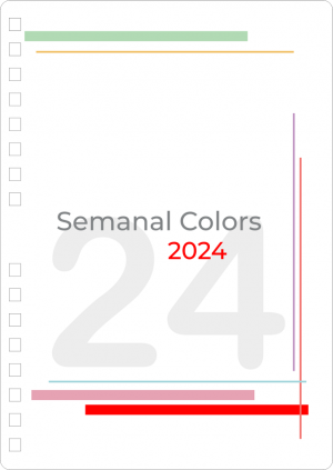 Miolo de Agenda Semanal Colors 2024 Off Set 75g 17x24cm 4x4  Corte Reto 